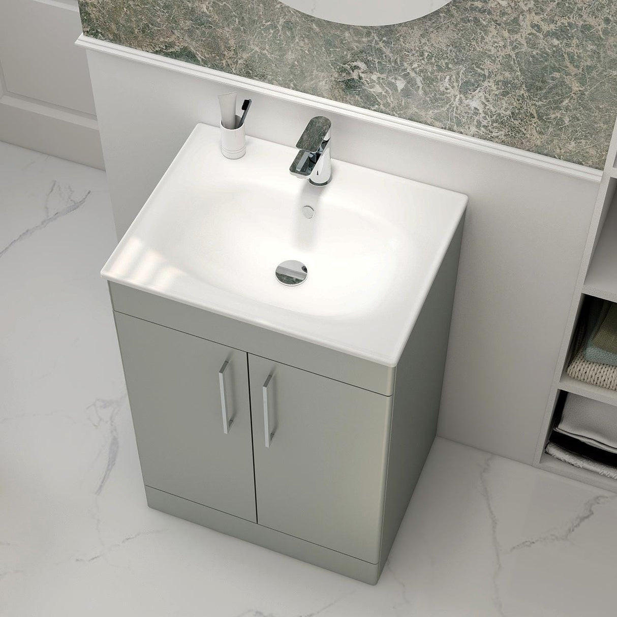 Imex Floor Standing Vanity Unit Imex Croma Floor Standing Double Door 600mm Vanity Unit with 1 Tap Hole Basin