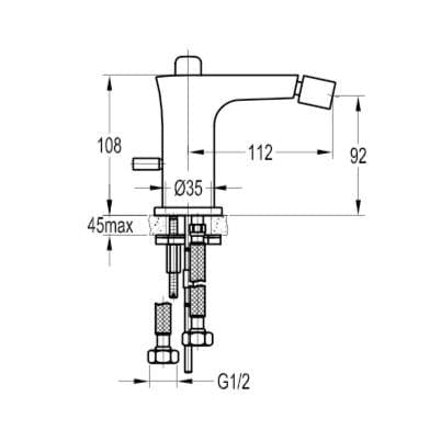 Flova Bidet Tap Flova Urban Bidet Mixer Tap with Clicker Waste in Diamond Chrome