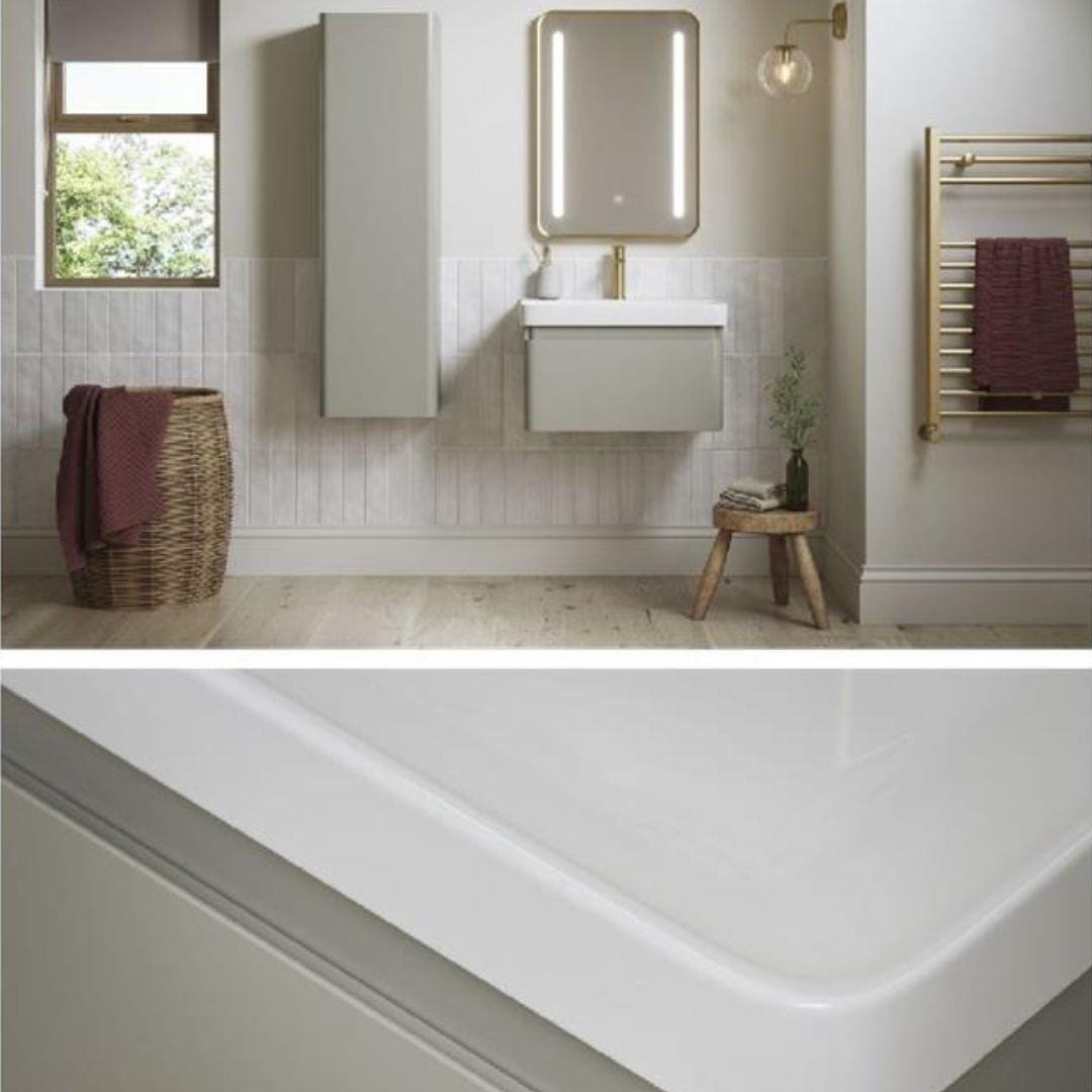 Aquarius Wall Mounted Vanity Unit Matt Latte / 805mm Aquarius Sophie Vanity Unit with 1 Taphole Basin