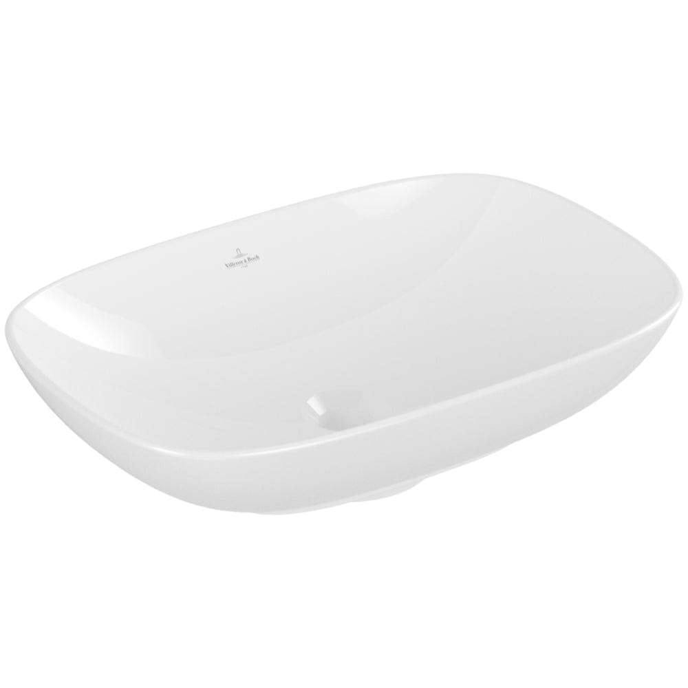 Villeroy & Boch Countertop Basin Villeroy & Boch Loop & Friends Curved Rectangular 560mm Countertop Basin (with Overflow) in White Alpin