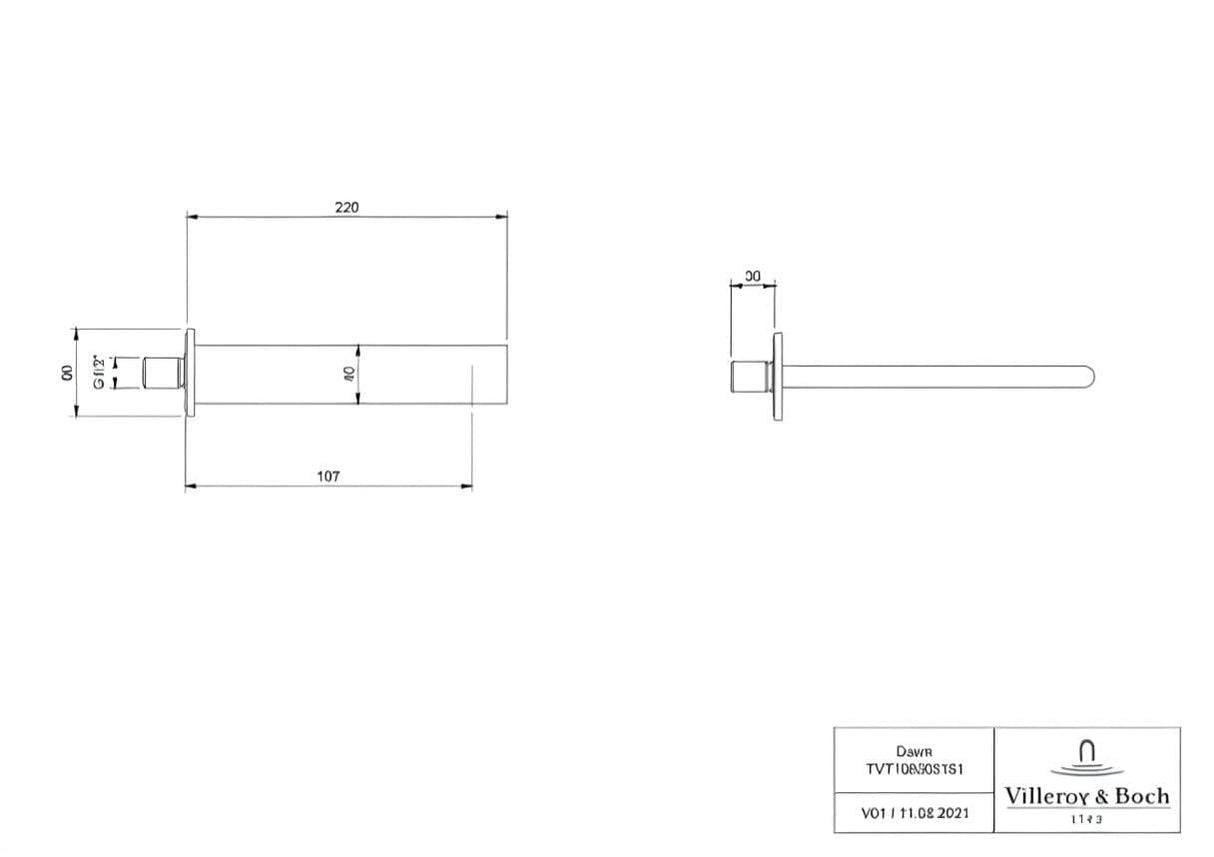 Villeroy & Boch Bath Spout Villeroy & Boch Dawn Wall Mounted Bath Spout