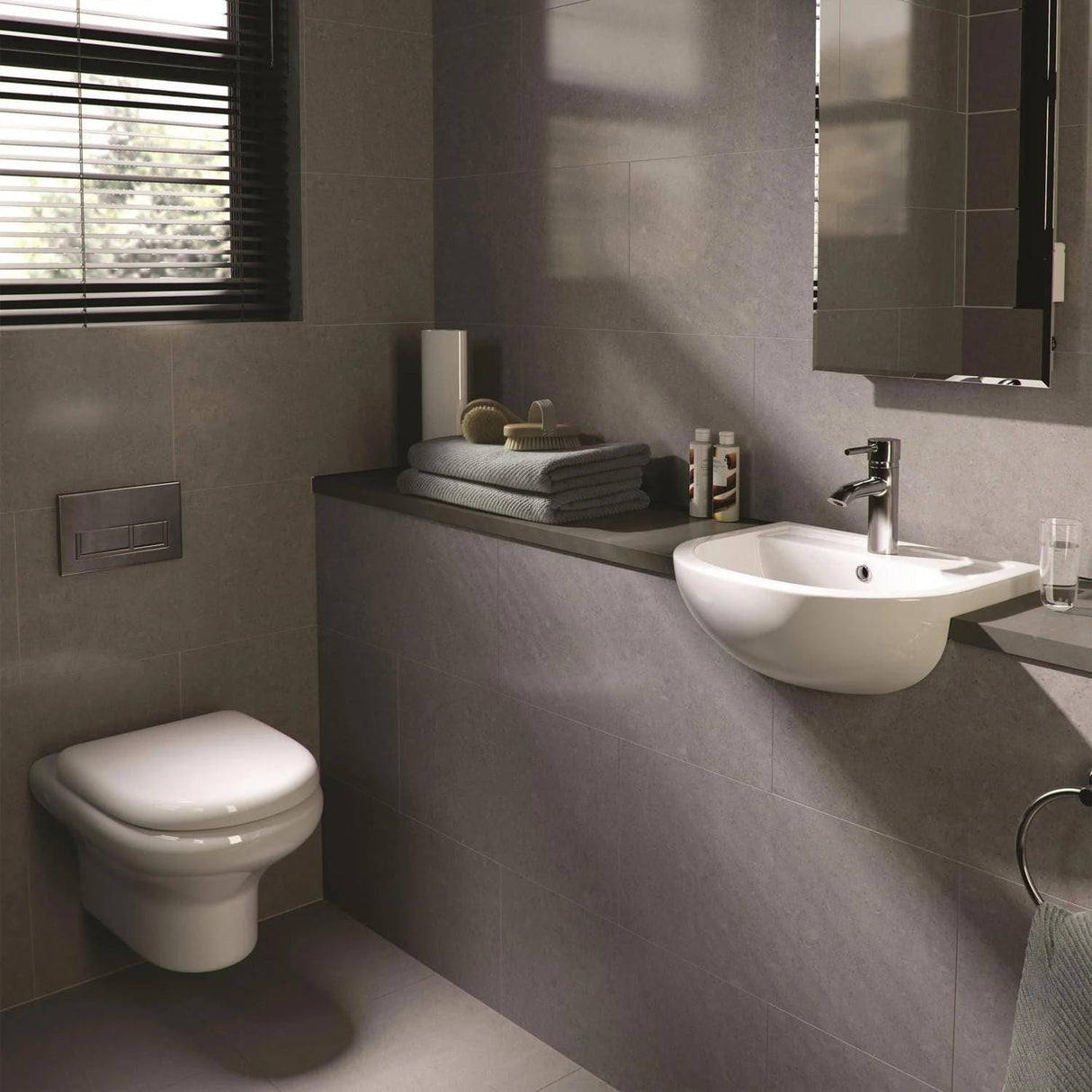 RAK Semi Recessed Basin Rak Compact Semi Recessed Basin in Alpine White