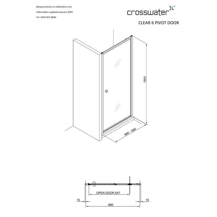Crosswater Pivot Shower Door Crosswater Clear 6 Pivot Shower Door