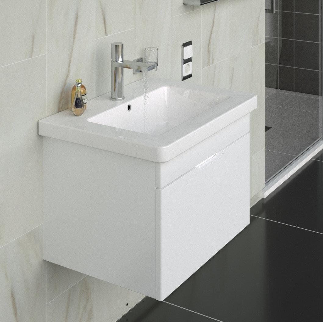 Saneux Wall Mounted Vanity Unit Saneux Indigo Vanity Unit With Basin - 500 x 400mm - One Drawer - Wall Mounted
