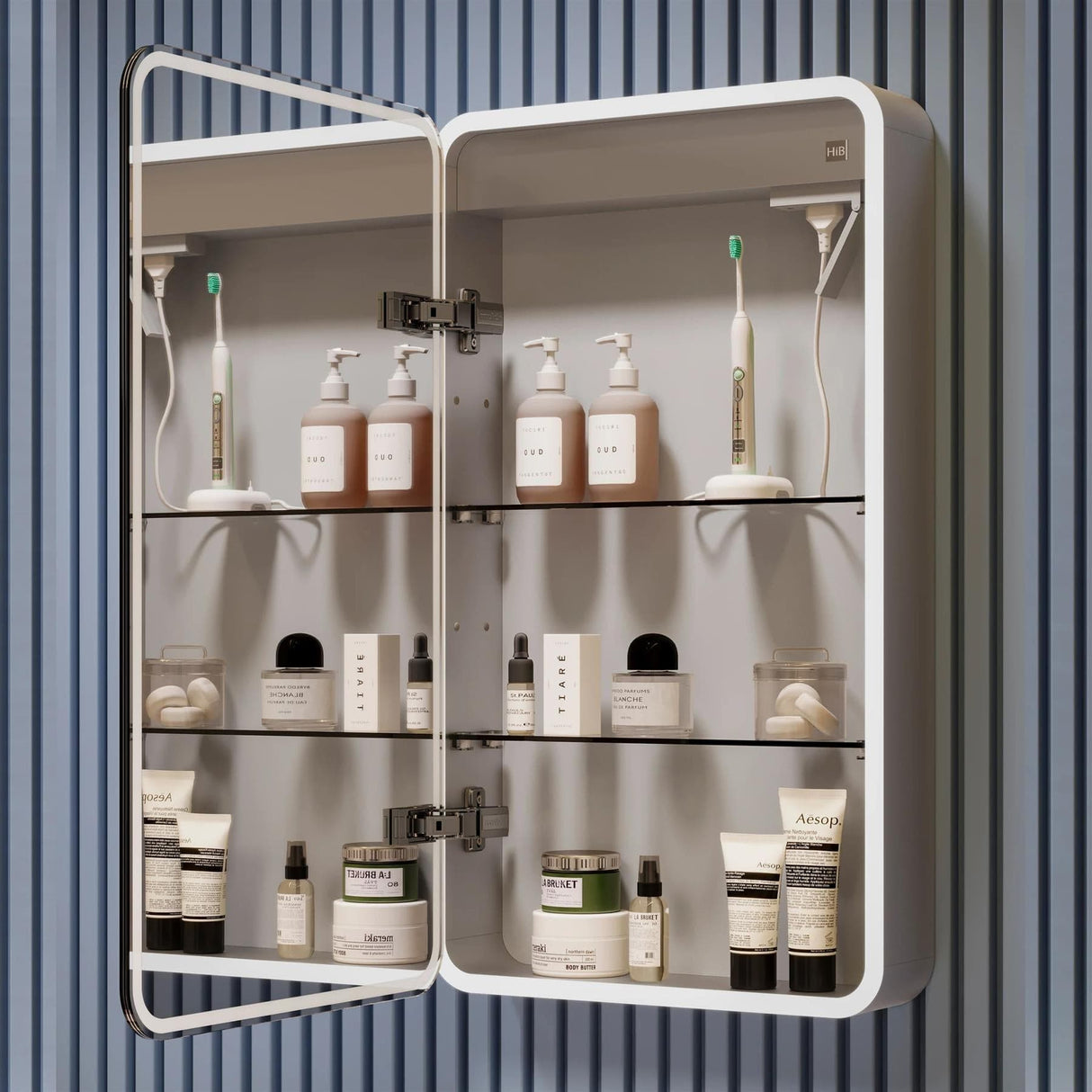 HiB Mirrored Cabinet HiB Cayla Slim LED Mirror Cabinet