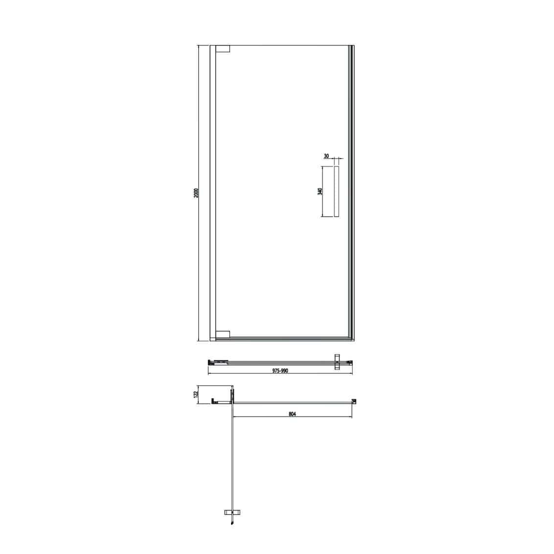 Crosswater Hinged Shower Door Crosswater Asura 8mm Hinged Shower Door