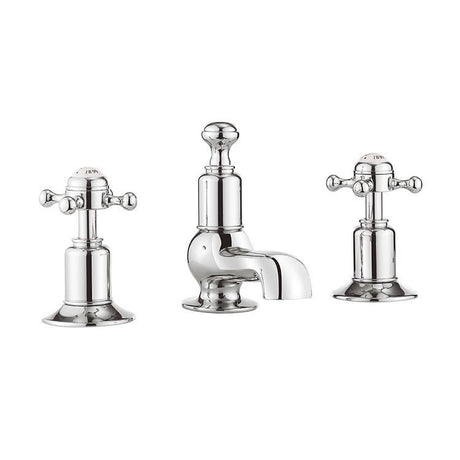 Crosswater Belgravia 3 Hole - Deck Mounted - Basin Mixer Tap with Crosshead Handle