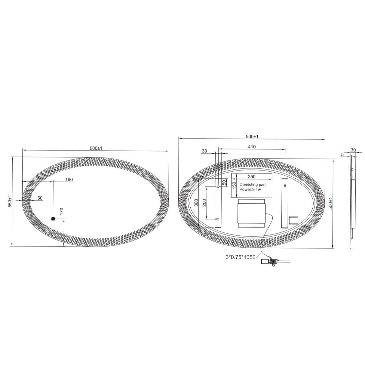 Crosswater Illuminated Mirror Crosswater Canvass LED Illuminated Round Mirror
