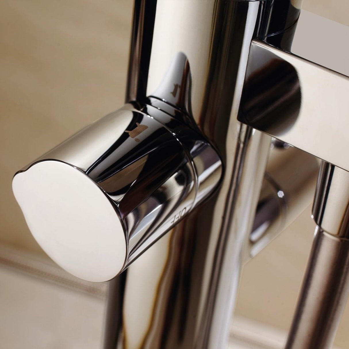 Flova Freestanding Bath Filler Flova Allore Thermostatic Floor Standing Bath and Shower Mixer with Shower Set in Diamond Chrome