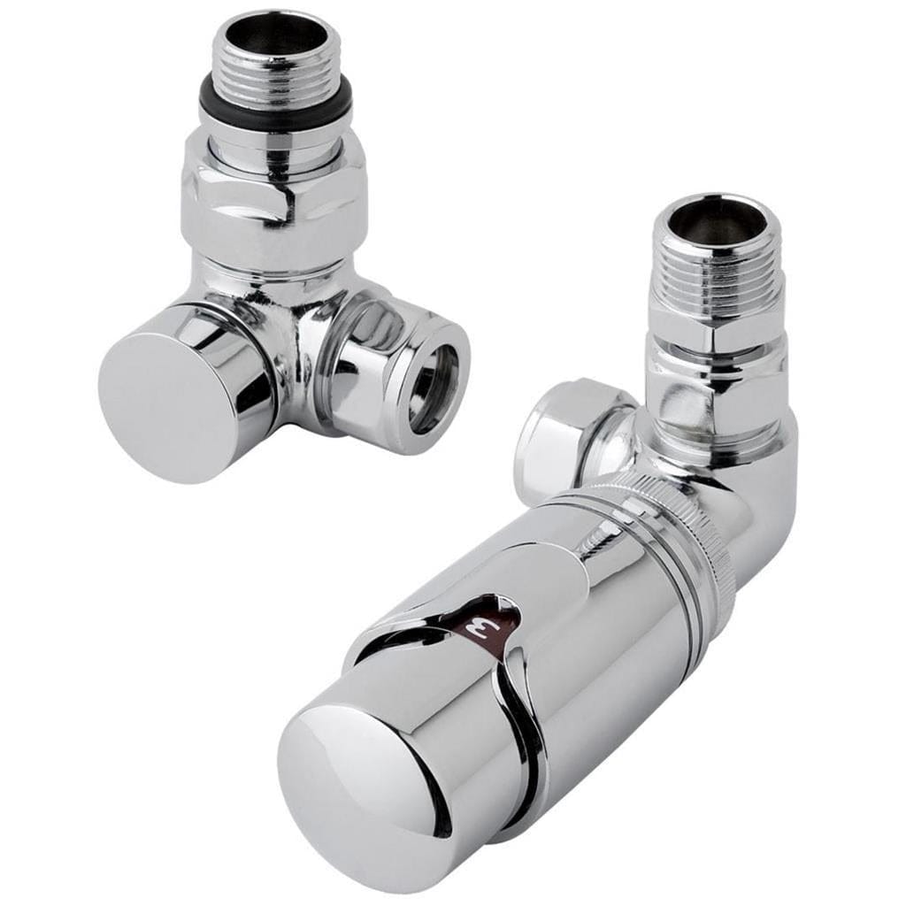 Eastbrook Radiator Valve Chrome Eastbrook Corner Thermostatic Radiator Valve with Lockshield 15mm (Pair)