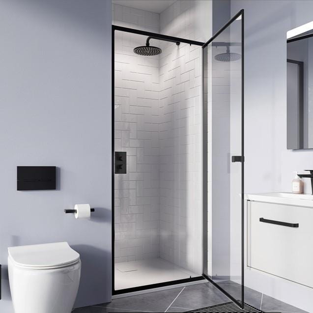 Crosswater Pivot Shower Door Matt Black / 800mm Crosswater Clear 6 Pivot Shower Door