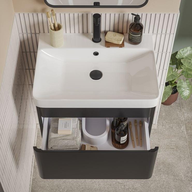 Aquarius Bathrooms Wall Mounted Vanity Unit Aquarius Sophie Wall Hung One Drawer Vanity Unit with 1 Tap Hole Basin