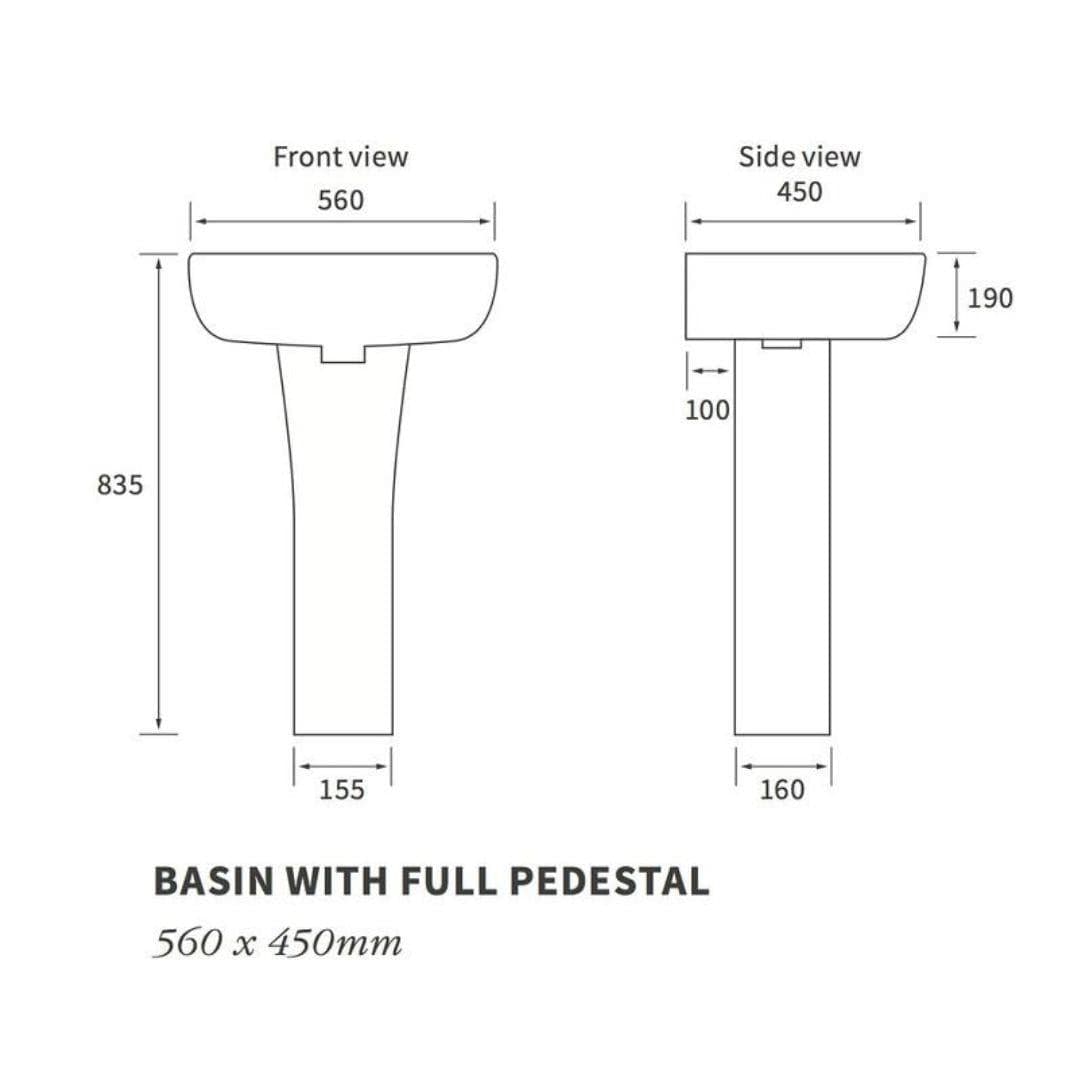 Aquarius Pedestal Basin Aquarius Sequoia 560mm Basin and Pedestal with 1 Tap Hole