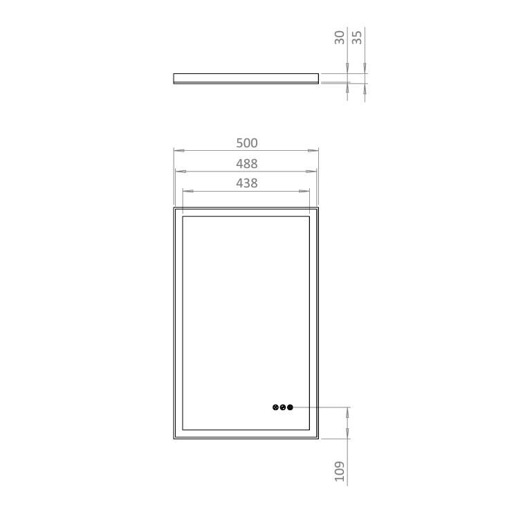 Crosswater Illuminated Mirror Crosswater Dune LED Illuminated Mirror - 500 x 800mm