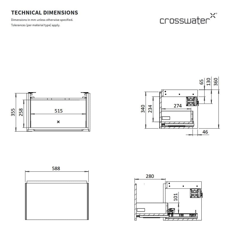 Crosswater Wall Mounted Vanity Unit Crosswater Mada Wall Mounted Vanity Unit