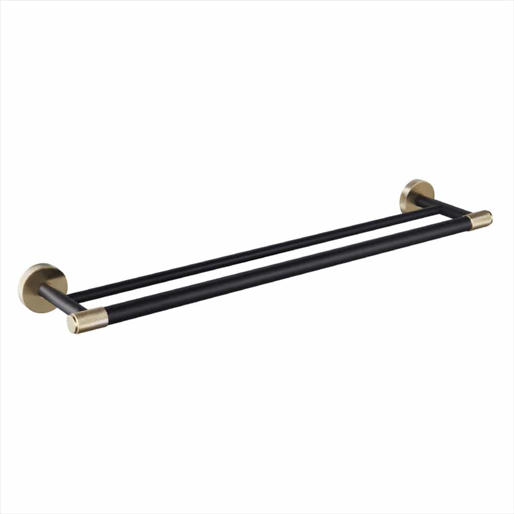 Eastbrook Towel Rails and Rings Eastbrook Catania Double Towel Rail in Matt Black with Brushed Brass