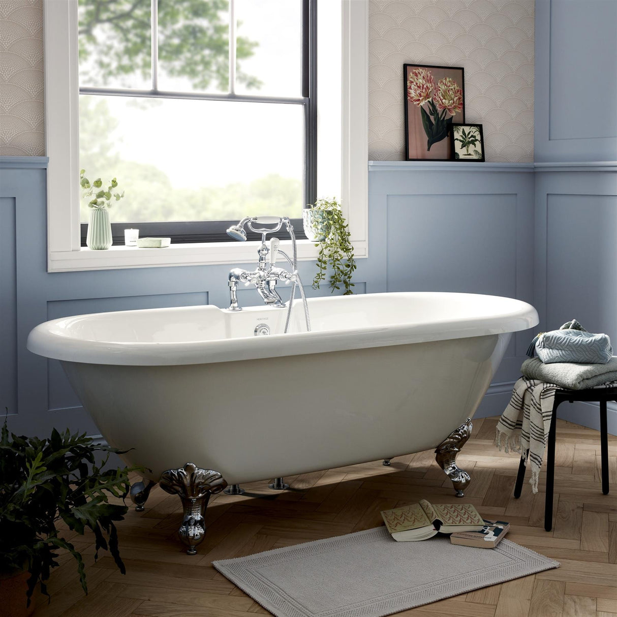 Heritage Roll Top and Slipper Freestanding Bath Heritage Oban Freestanding Acrylic Double Ended Roll Top Bath with Chrome Feet