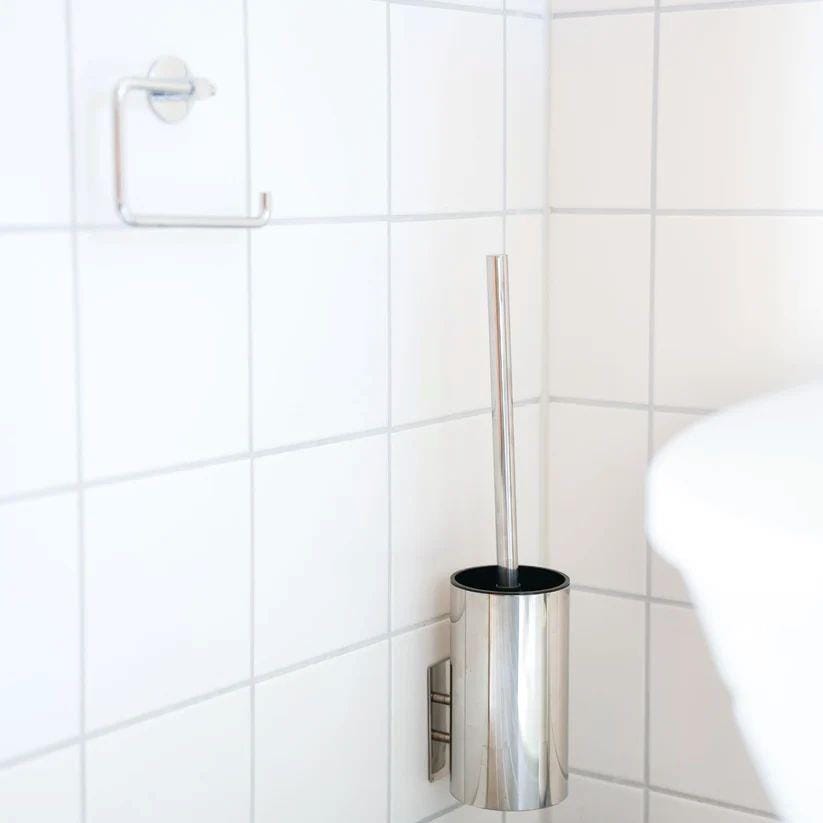 Smedbo Toilet Brush Smedbo Beslagsboden Cube Self-Adhesive Wall Mounted Toilet Brush and Holder