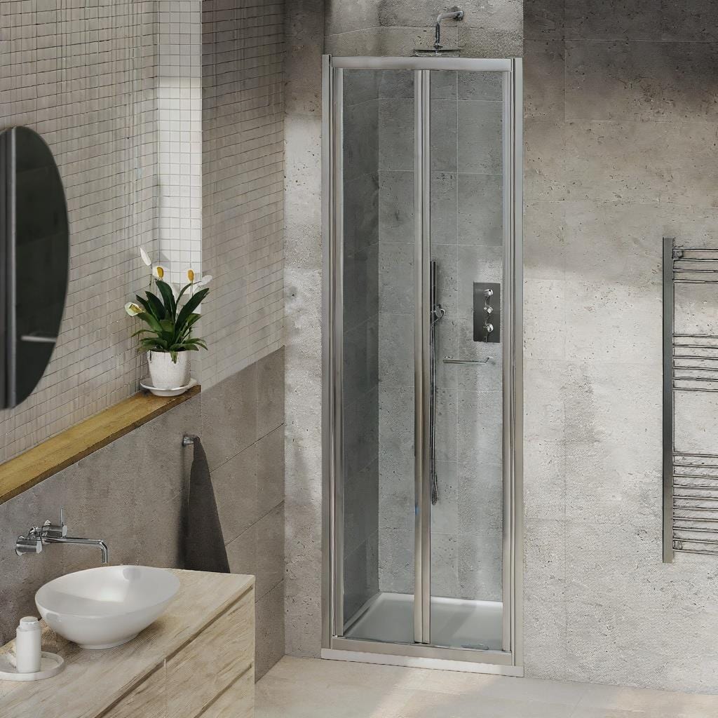 Aquarius Bi-Fold Shower Door 1000mm Aquarius Pluvia 8mm Bifold Shower Door in Silver