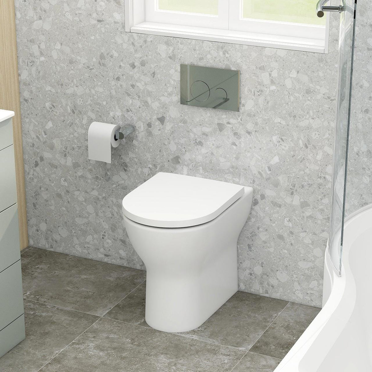 Imex Back To Wall Toilet Imex Ronda Comfort Height Rimless Back to Wall Toilet with Soft Close Seat