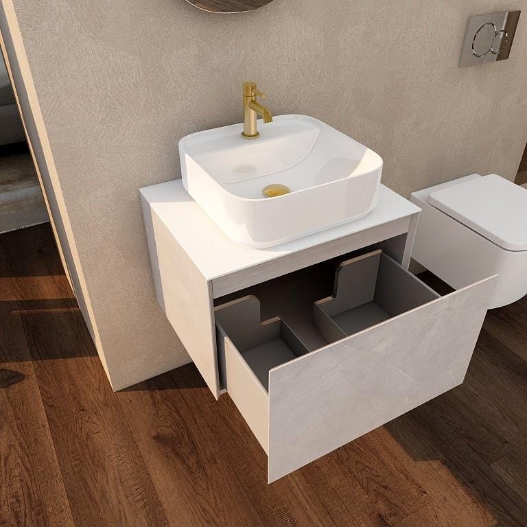 Aquarius Wall Mounted Vanity Unit Aquarius JF-Series 600mm Single Drawer Vanity Unit with Countertop