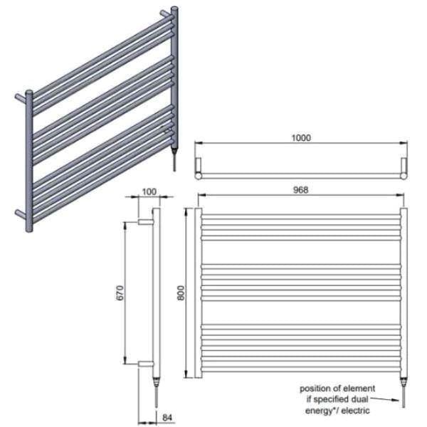 Vogue Ladder Rail Vogue Pearl Straight Ladder Towel Rail in Polished Stainless Steel