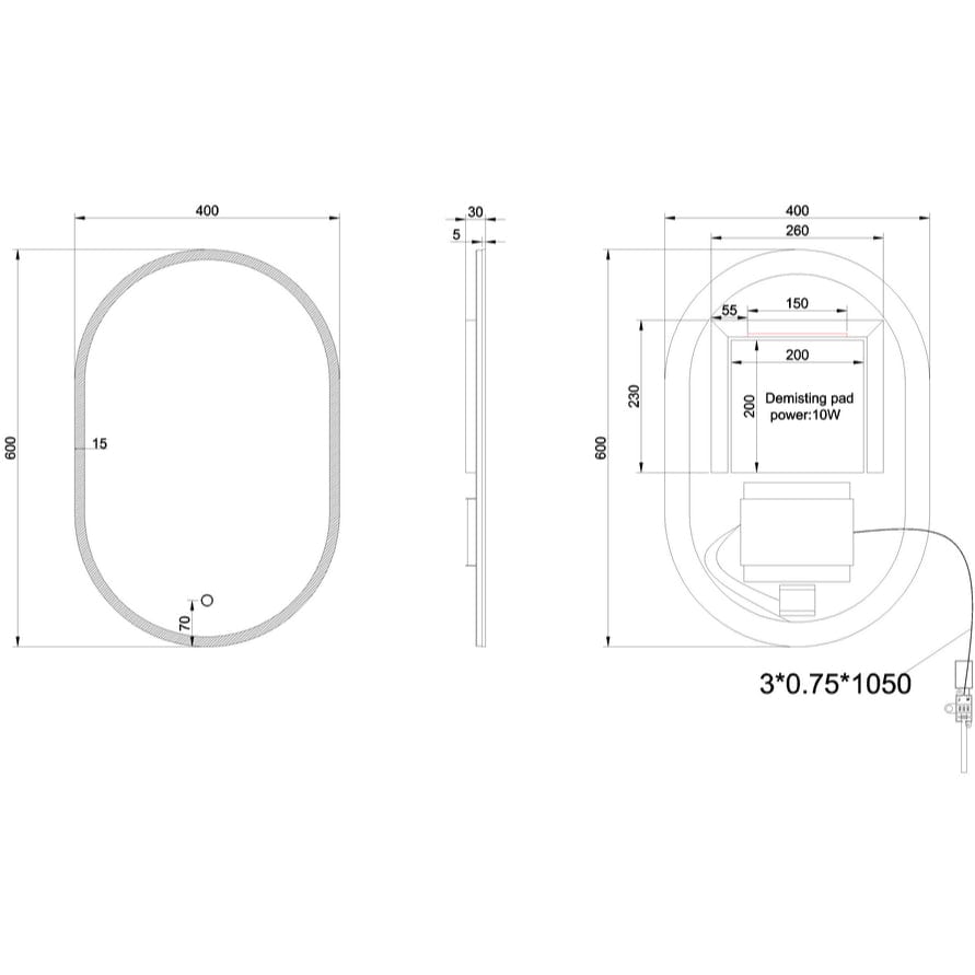 Britton Illuminated Mirror Britton Shoreditch Oblong LED Illuminated Mirror with Demister