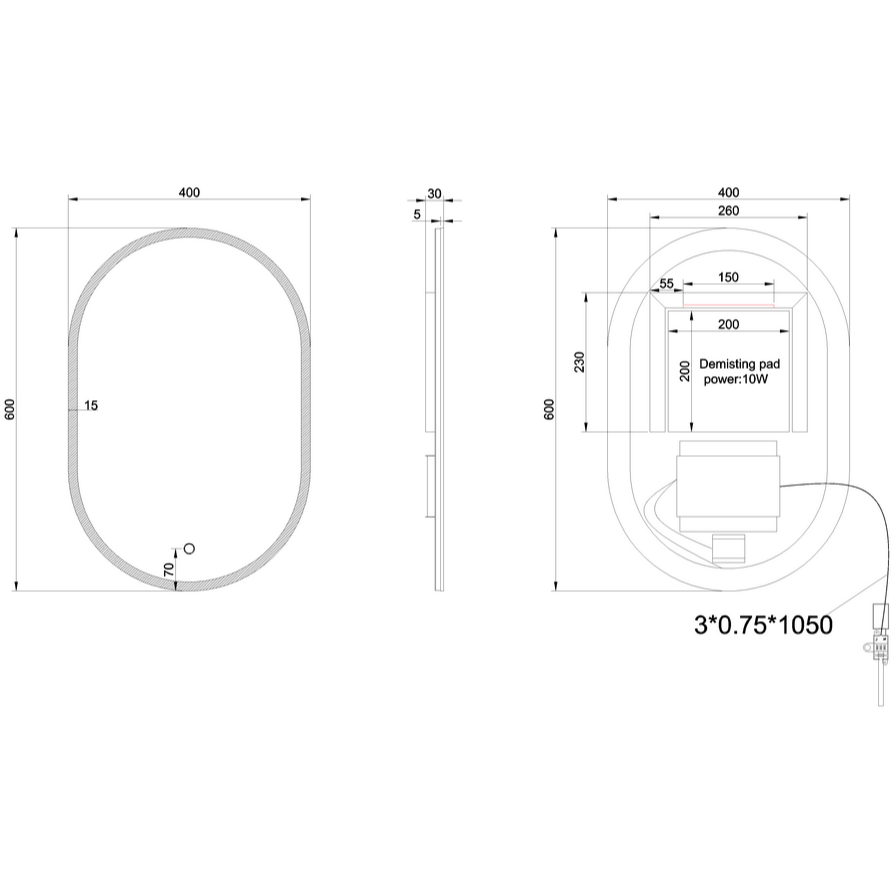 Britton Shoreditch Oblong LED Illuminated Mirror with Demister