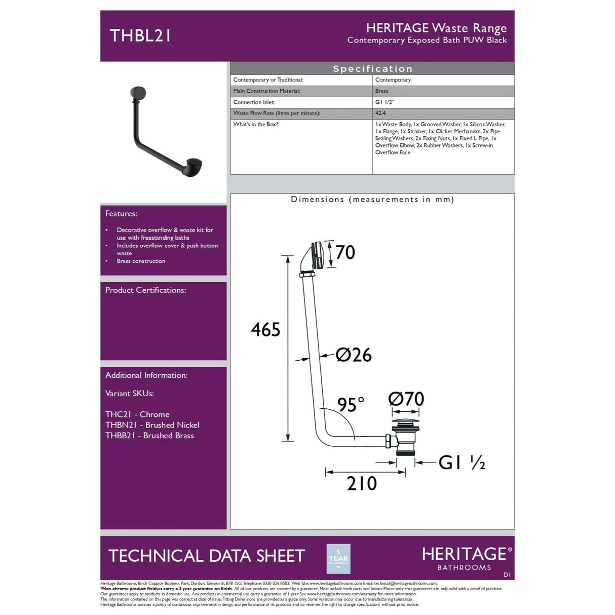 Heritage Exposed Bath Waste Heritage Exposed Push Button Bath Waste and Overflow Kit