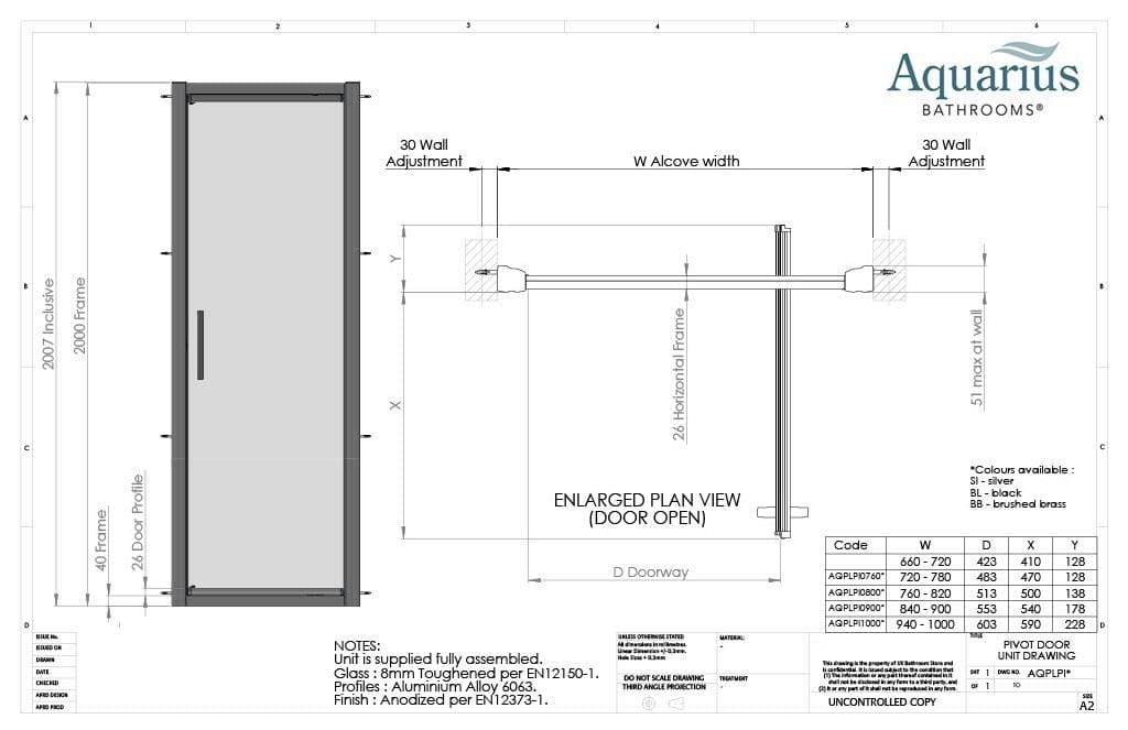 Aquarius Pivot Shower Door Aquarius Pluvia 8mm Pivot Shower Door