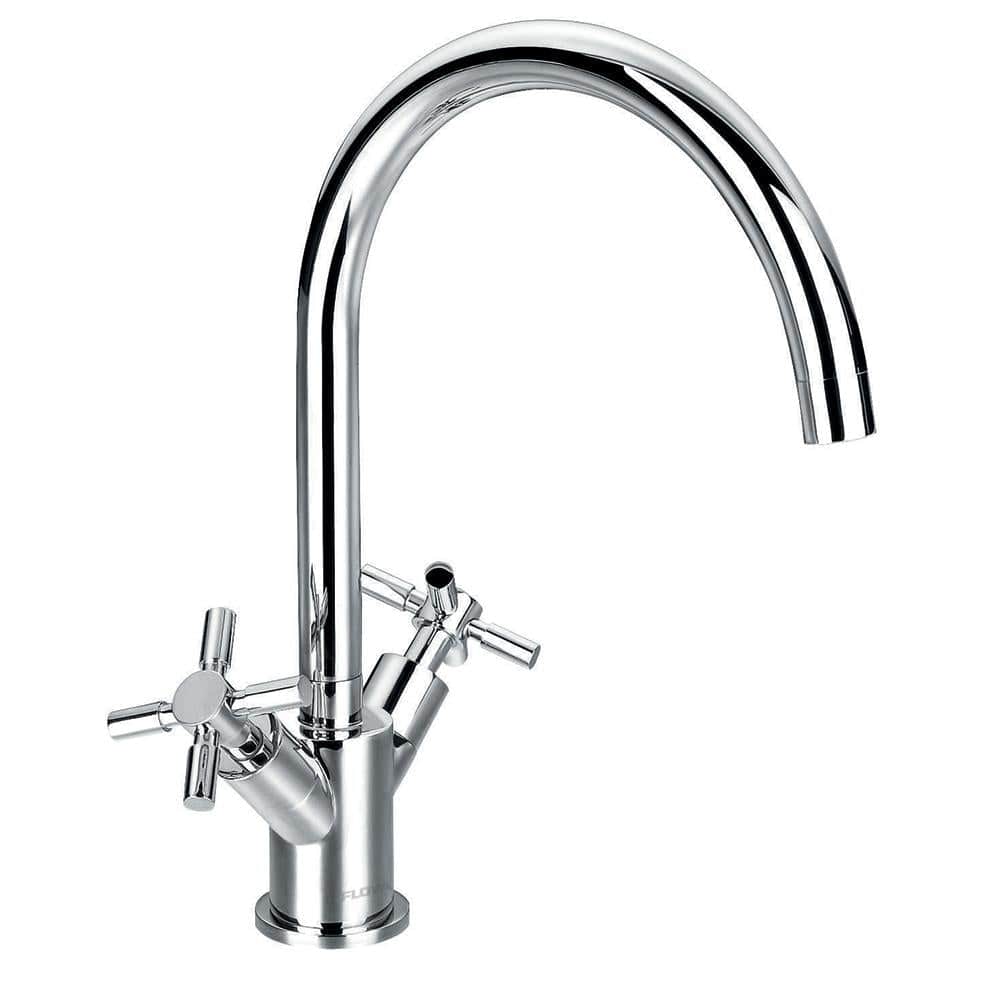 Flova Kitchen Tap Flova XL Dual Crosshead Handle Kitchen Mixer Tap with Swivel Spout in Chrome