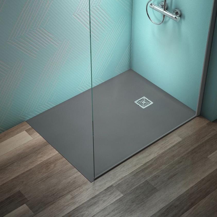 Ideal Standard Rectangle Shower Tray Concrete Grey / 1000 x 800mm Ideal Standard Ultra Flat S+ Shower Tray 30mm including Waste
