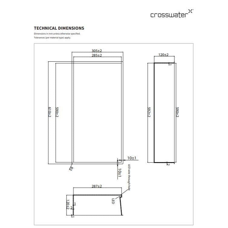 Crosswater Shelf Crosswater Rectangular Shower Niche with LED - 610 x 305mm