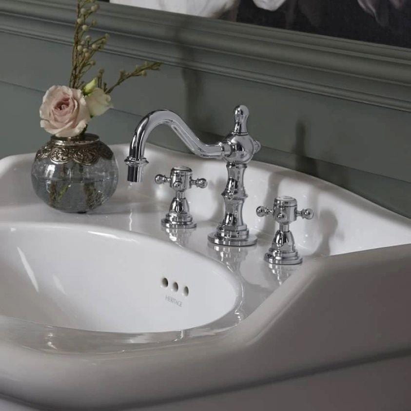 Heritage 3 Tap Hole Basin Set Heritage Hartlebury 3 Tap Hole Swivel Spout Basin Mixer Tap with Pop-Up Waste