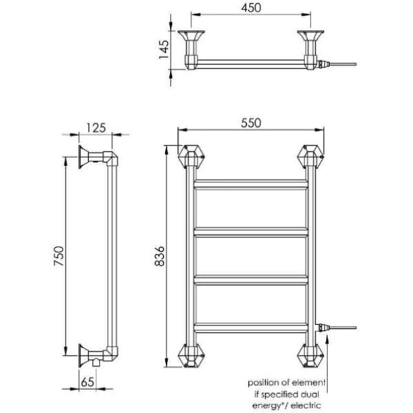 Vogue Traditional Towel Rail Vogue Art Moderne Straight Wall Mounted Traditional Towel Radiator in Chrome