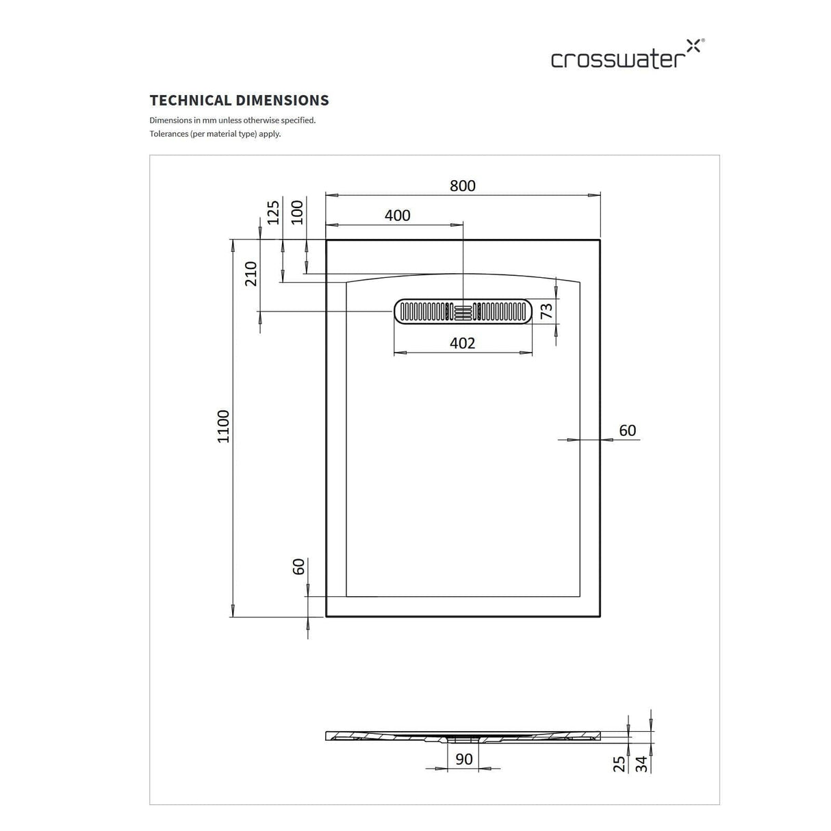 Crosswater Rectangle Shower Tray Crosswater Vito Rectangle 25mm Stone Resin Shower Tray