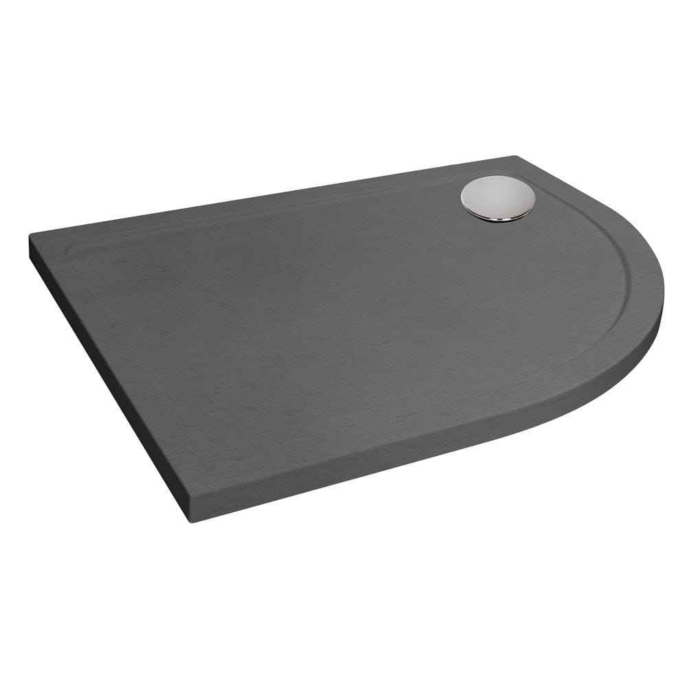 Aquarius Quadrant Shower Tray 900x760mm / Right Hand Aquarius Urbano Offset Quadrant 45mm Stone Resin Shower Tray in Slate Grey