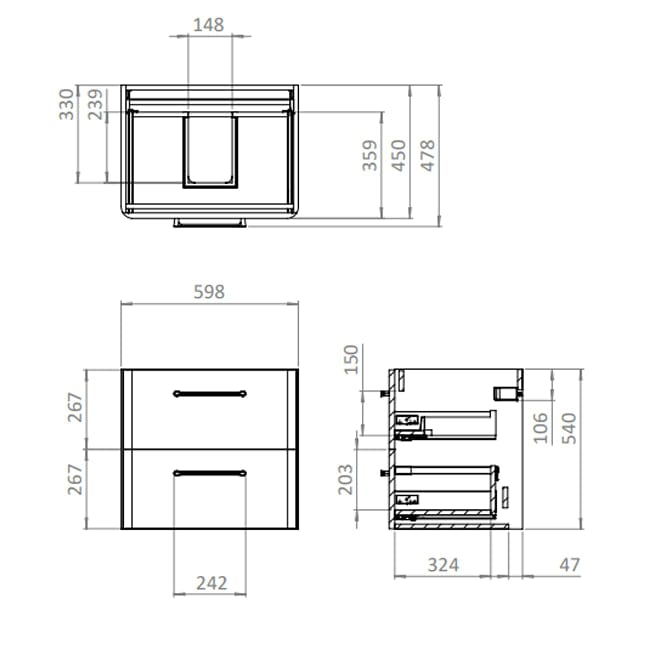 Britton Wall Mounted Vanity Unit Britton Camberwell Wall Mounted 1000mm Vanity Unit with Basin or Worktop