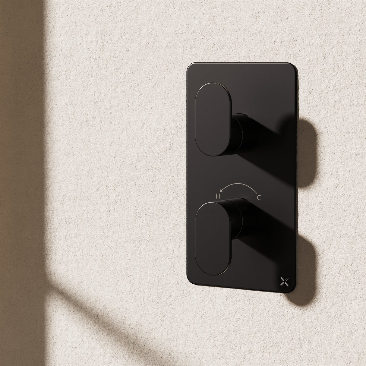 Crosswater Concealed Shower Valve Matt Black Crosswater Drift 1 Outlet, 2 Handle Vertical Concealed Shower Valve
