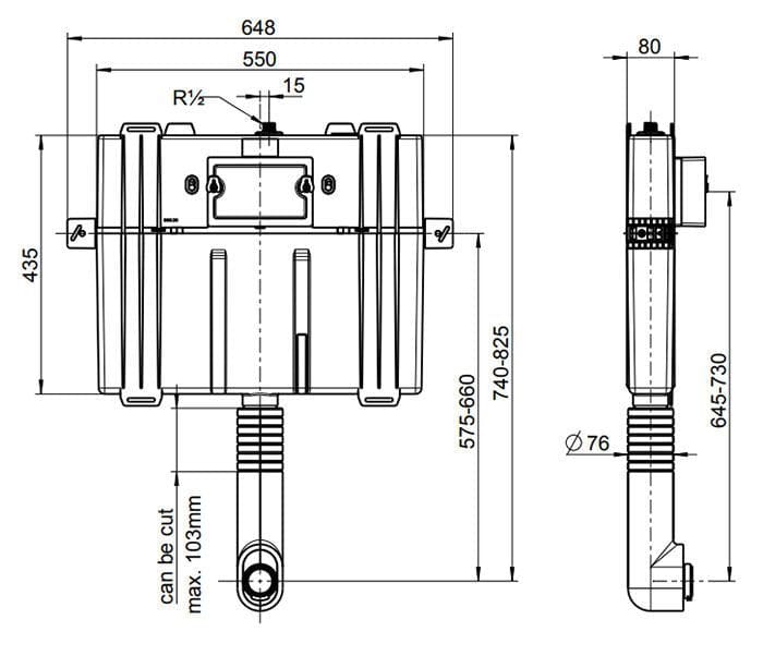 Villeroy & Boch Concealed Cistern Villeroy & Boch ViConnect Compact Concealed Cistern - 825mm