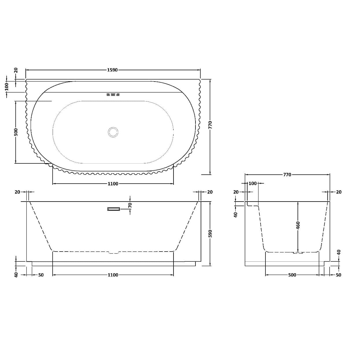 Aquarius Bathrooms Back To Wall Freestanding Bath Aquarius Cadence Freestanding Double Ended Back to Wall Bath