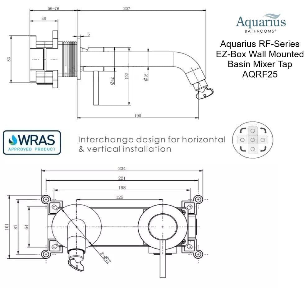 Aqaurius Wall Mounted Basin Tap Aquarius RF-Series EZ-BOX Wall Mounted Basin Mixer Tap