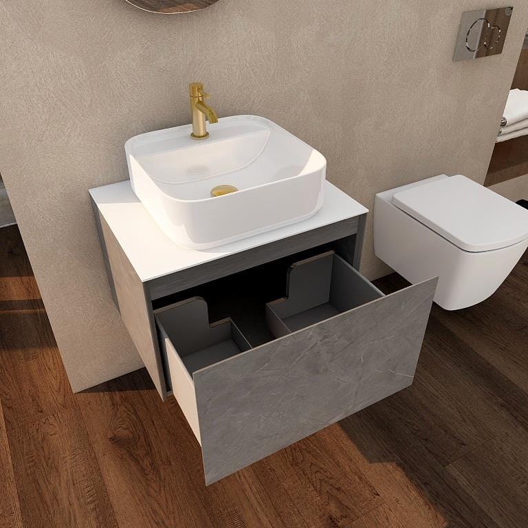 Aquarius Wall Mounted Vanity Unit Aquarius JF-Series 600mm Single Drawer Vanity Unit with Countertop