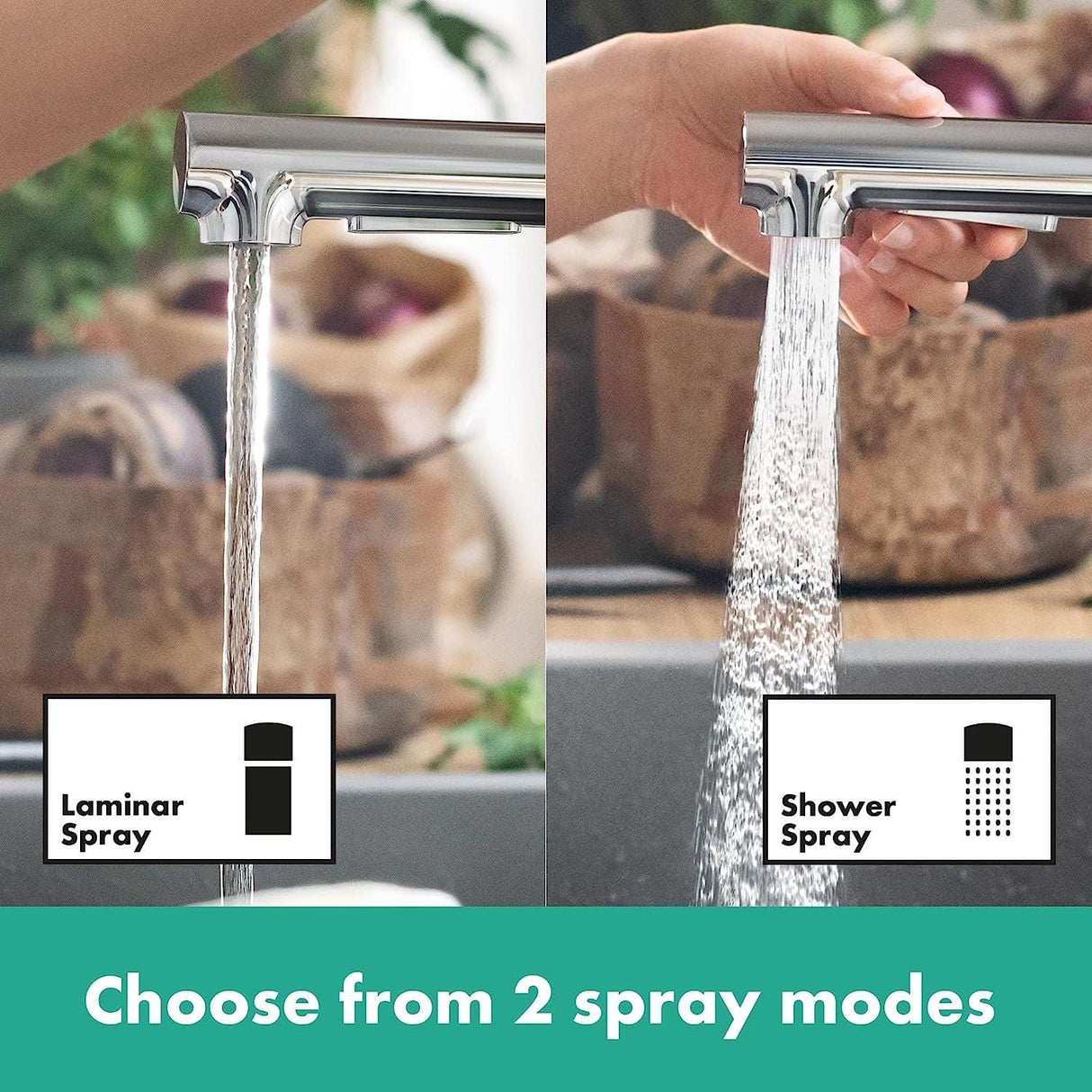 UK Bathroom Store Kitchen Tap Hansgrohe Zesis M33 Single Lever Kitchen Mixer Tap 160 with Pull-Out Spray