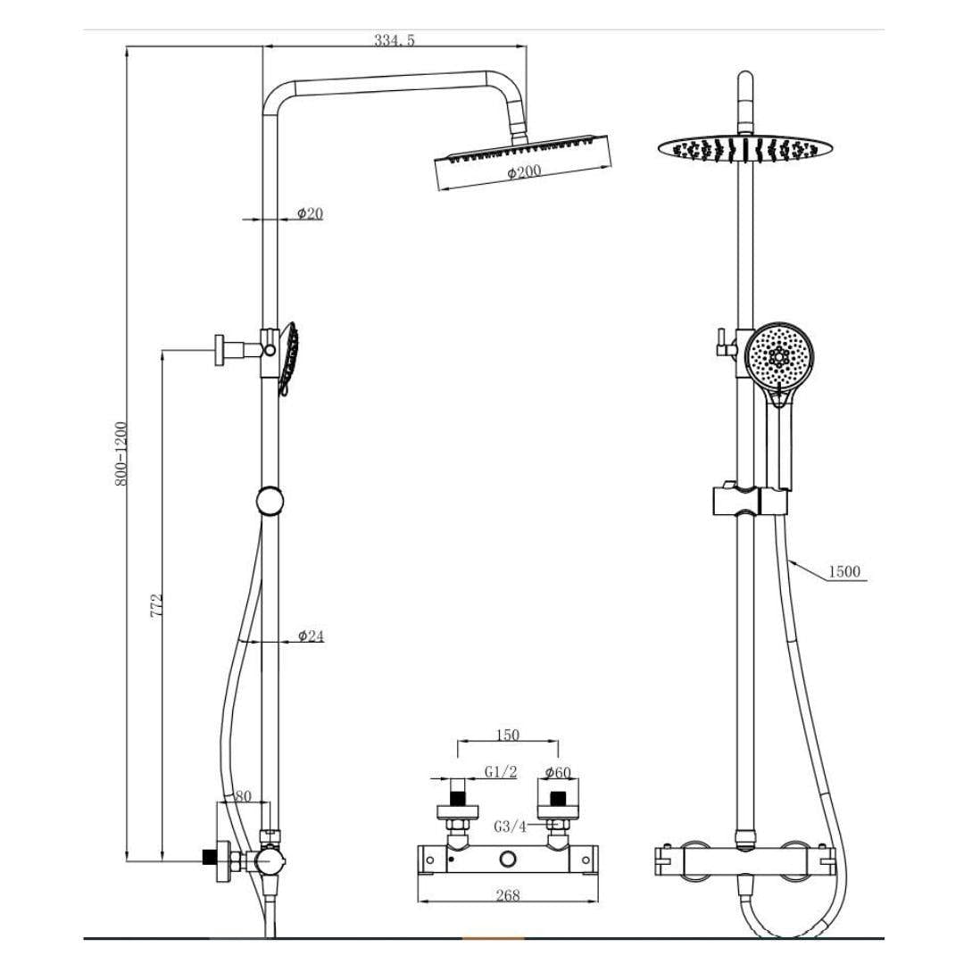 Aquarius Exposed Shower Set Aquarius Modern Round Thermostatic Shower