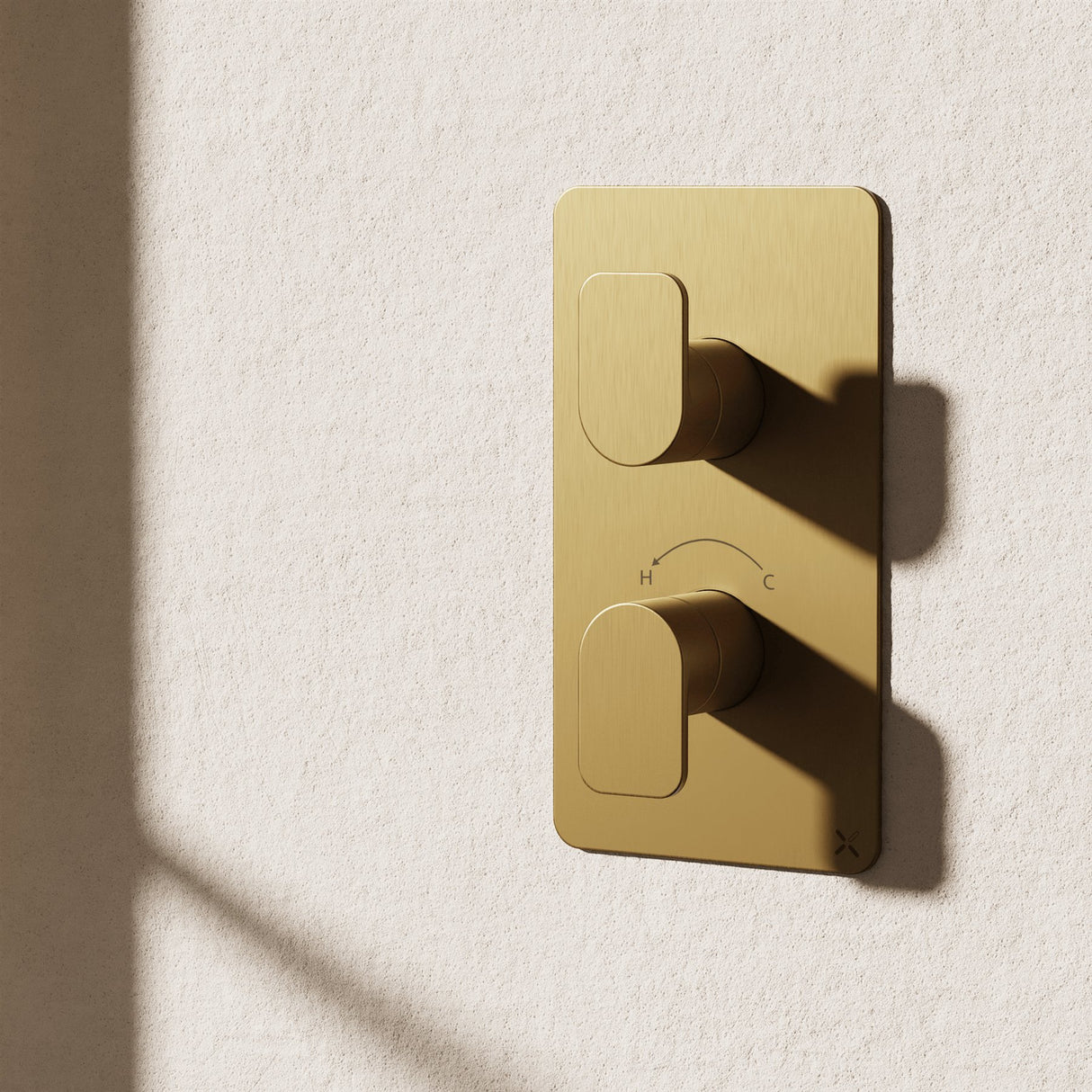 Crosswater Concealed Shower Valve Brushed Brass Crosswater Fuse 1 Outlet, 2 Handle Vertical Concealed Shower Valve