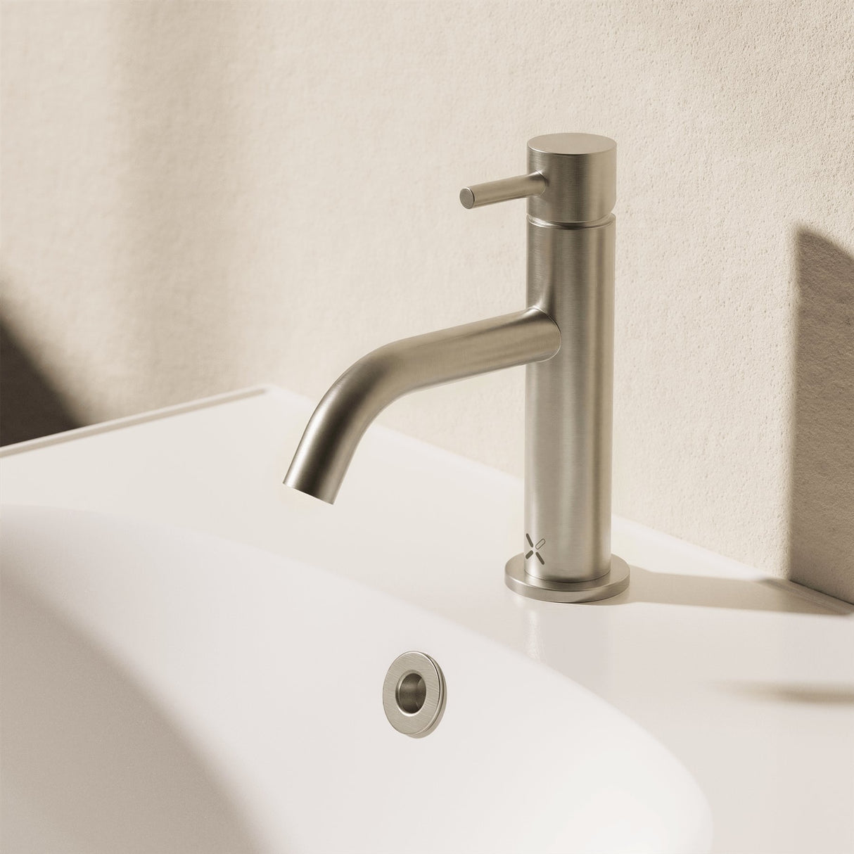 Crosswater Mono Basin Tap Brushed Stainless Steel Effect Crosswater MPRO Monobloc Basin Mixer Tap