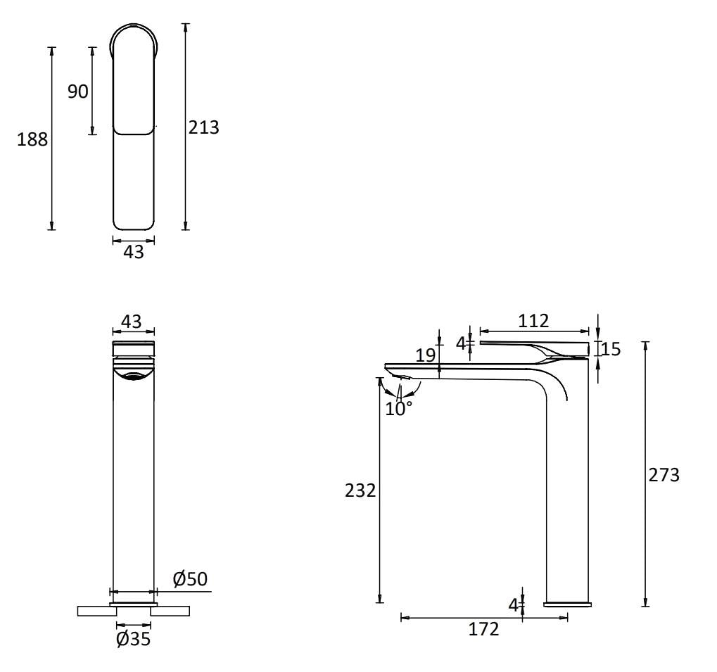 Crosswater Fuse Tall Mono Basin Mixer Tap with Clicker Waste