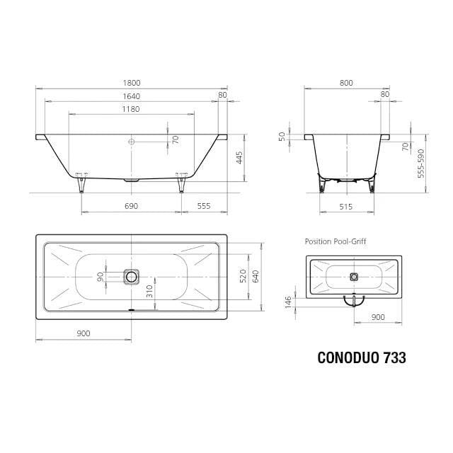 Kaldewei Double Ended Bath Kaldewei Conoduo Double Ended Steel Bath with Leg Set