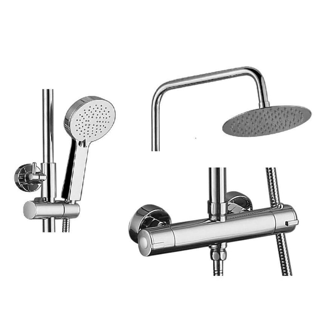 Aquarius Exposed Shower Set Aquarius RainLux Eco Round Adjustable Exposed Bar Shower System